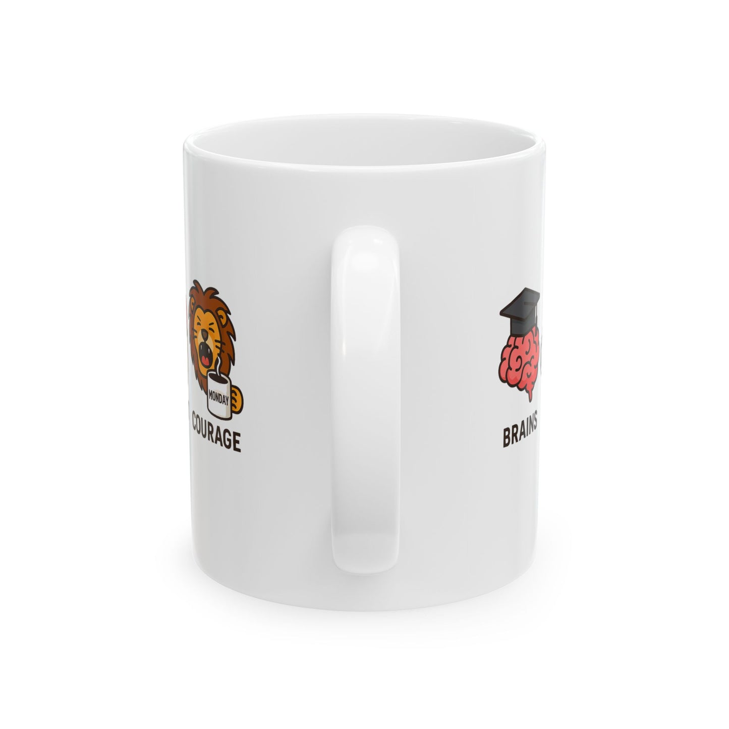 Brains Heart Courage – Wizard Oz Collection | Fantasy Coffee Mug 11oz / 15oz
