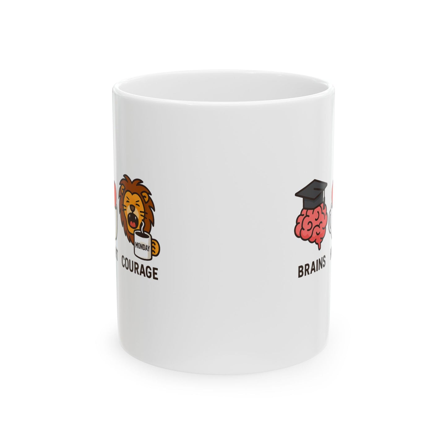 Brains Heart Courage – Wizard Oz Collection | Fantasy Coffee Mug 11oz / 15oz